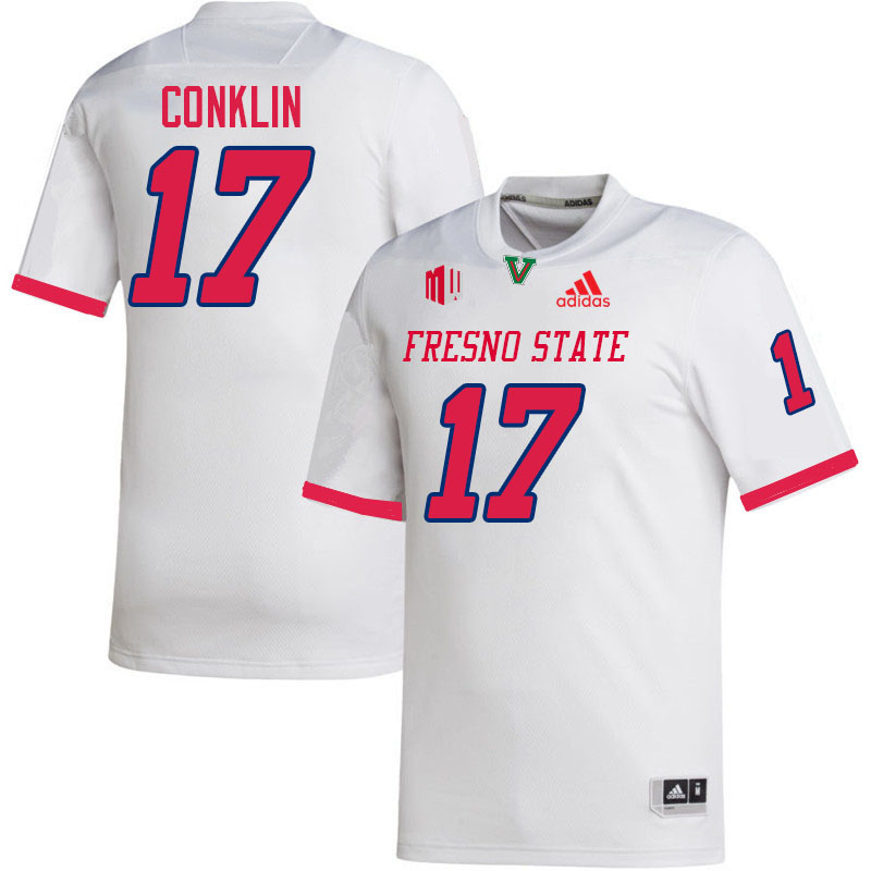 Fresno State Bulldogs #17 Carson Conklin College Football Jerseys Stitched-White Fresno State Bulldogs #17 Carson Conklin College Football Jerseys Stitched-White